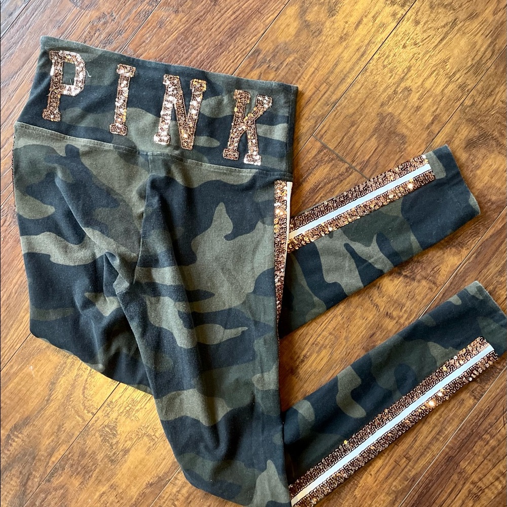 Pink Victoria Secret Camo Bling Leggings